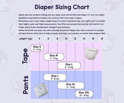 cozycove baby diaper size chart for pants and tape