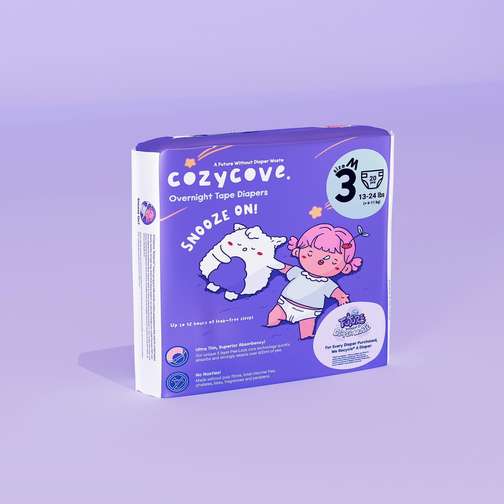 Kumo: Snooze On Baby Diapers Tape M 60pcs